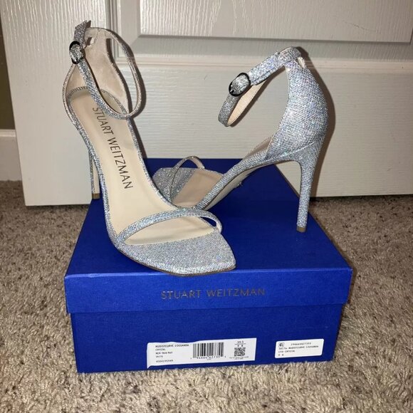 STUART WEITZMAN Heels SANDALS Crystal NUDISTCURVE - Sz 9 B Spain NEW! - Picture 6 of 16